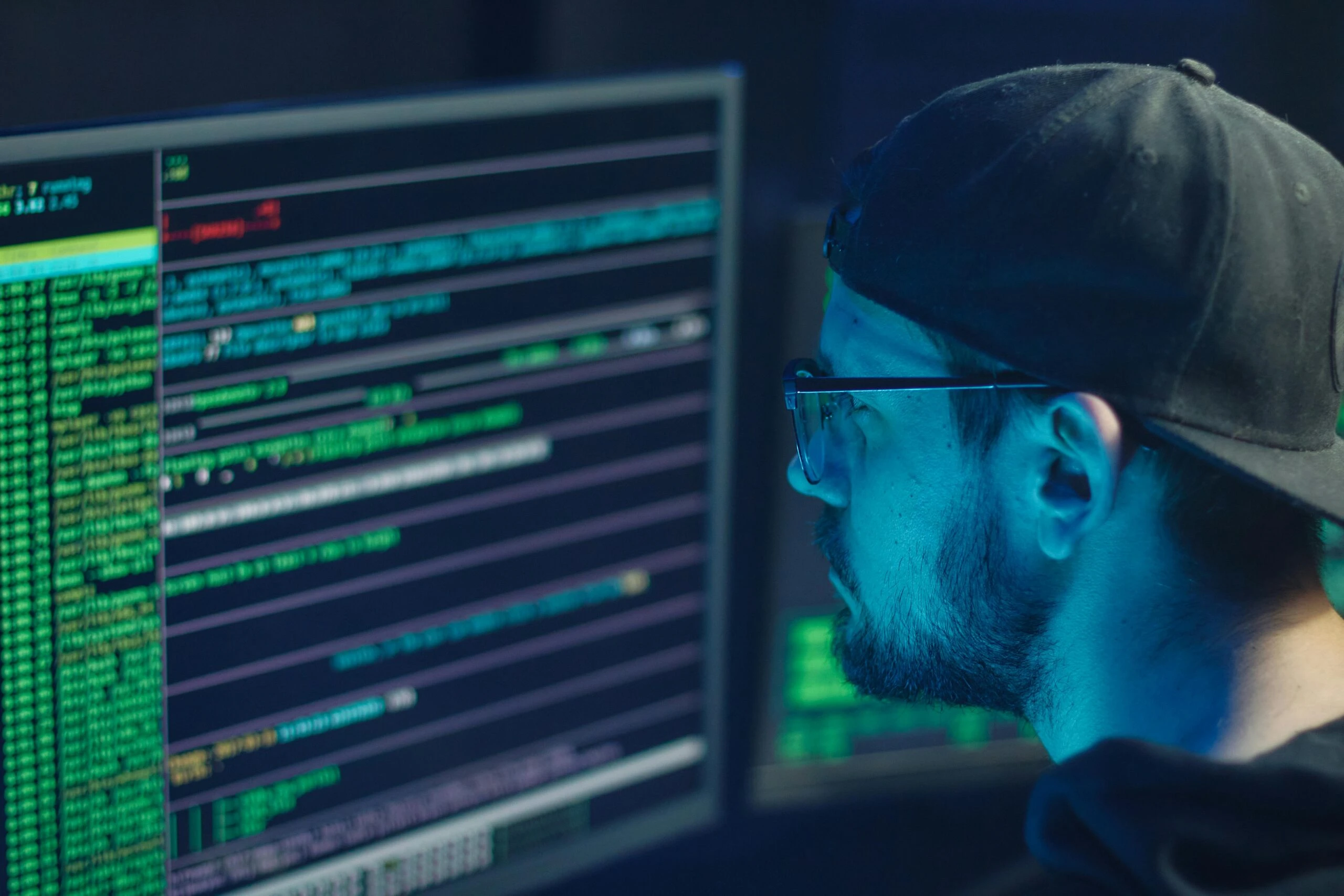 cyber security professional monitoring secure network operations center